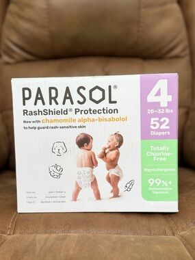 PARASOL RashShield Protection Diapers Size 4 (20-32 lbs) 52 Count Chlorine-Free